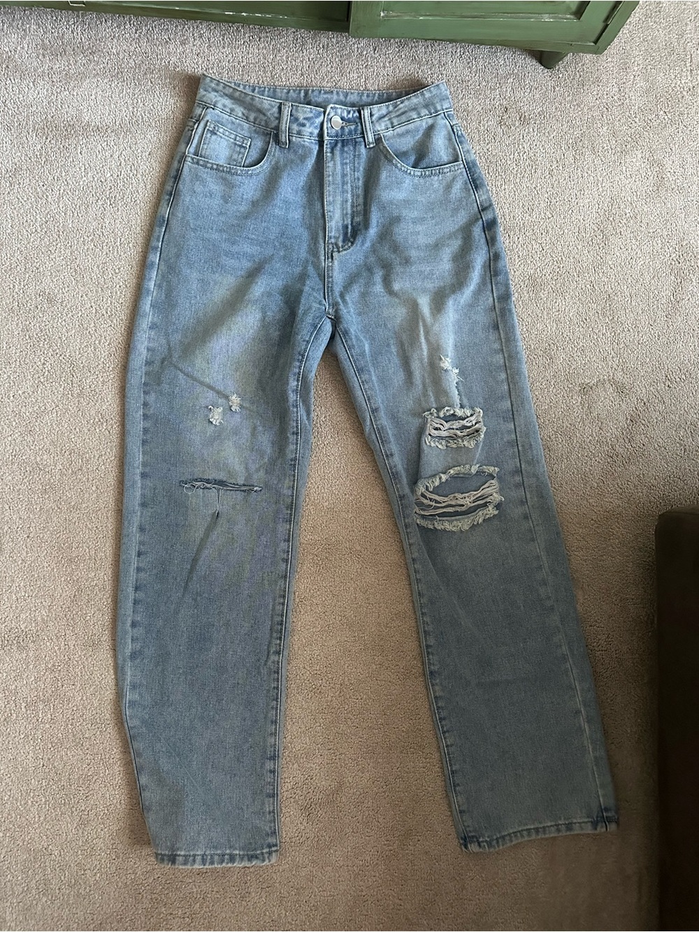 high rise wide leg distressed jeans